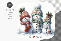 Snowman clipart, Christmas clipart, 3 Snowman clipart, Product Image 1