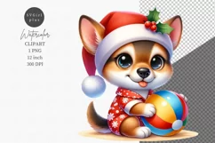 Baby dingo clipart, Australian animal, Christmas on beach Product Image 1