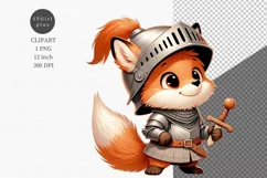 Baby fox knight clipart, Nursery clipart, Fox clipart Product Image 1