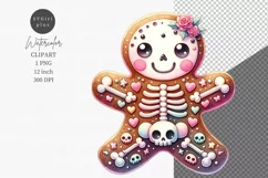 Gingerbread girl clipart, Christmas clipart, Watercolor Product Image 1