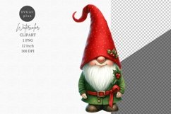Christmas Gnome clipart, Winter clipart, Watercolor clipart Product Image 1