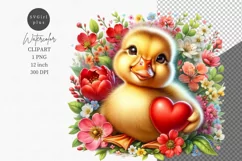 Duckling clipart, Valentines Day clipart, Heart clipart Product Image 1