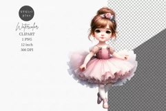 Little ballerina clipart, Watercolor clipart, Product Image 1