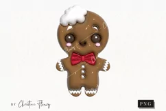 3D Inflated Gingerbread Man Clipart | Christmas PNG Product Image 1