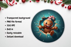 Break Through Gingerbread Christmas Ornament Sublimation Png Product Image 2