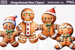 Watercolor Gingerbread Man Clipart | Christmas Gingerbread Product Image 1