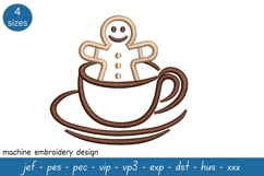 Coffee and Gingerbread Man Embroidery Design Product Image 1