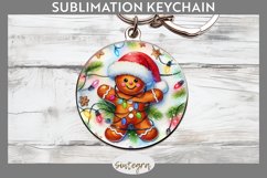 Gingerbread Man Entangled in Lights Round Keychain Sublimati Product Image 1