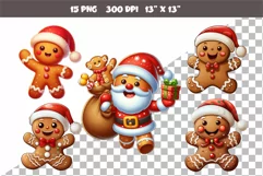 Gingerbread man Cartoon. Clipart, PNG. Product Image 2
