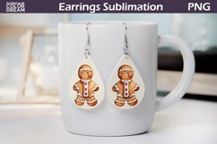 Gingerbread Man Earrings | Christmas Teardrop Earrings Product Image 1