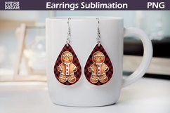Gingerbread Man Earrings | Christmas Teardrop Earrings Product Image 1