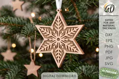 Gingerbread Star Christmas Ornament Laser Cut. Christmas SVG Product Image 1