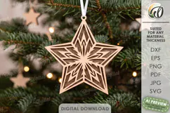 Gingerbread Star Christmas Ornament Laser Cut. Christmas SVG Product Image 1