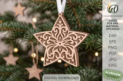 Gingerbread Star Christmas Ornament Laser Cut. Christmas SVG Product Image 1