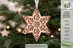 Gingerbread Star Christmas Ornament Laser Cut. Christmas SVG Product Image 1