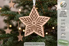 Gingerbread Star Christmas Ornament Laser Cut. Christmas SVG Product Image 1