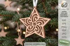 Gingerbread Star Christmas Ornament Laser Cut. Christmas SVG Product Image 1