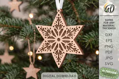 Gingerbread Star Christmas Ornament Laser Cut. Christmas SVG Product Image 1