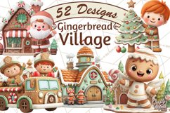Gingerbread Village PNG Clipart, Candy Land Christmas Scene Product Image 1