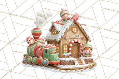 Gingerbread Village PNG Clipart, Candy Land Christmas Scene Product Image 2