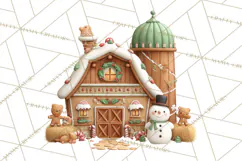 Gingerbread Village PNG Clipart, Candy Land Christmas Scene Product Image 3
