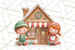 Gingerbread Village PNG Clipart, Candy Land Christmas Scene Product Image 2