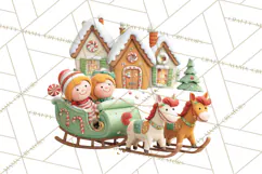 Gingerbread Village PNG Clipart, Candy Land Christmas Scene Product Image 3