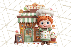 Gingerbread Village PNG Clipart, Candy Land Christmas Scene Product Image 2