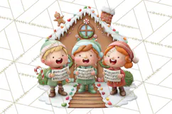 Gingerbread Village PNG Clipart, Candy Land Christmas Scene Product Image 2