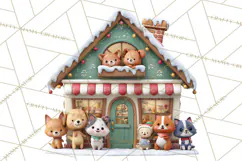 Gingerbread Village PNG Clipart, Candy Land Christmas Scene Product Image 5