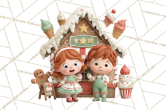 Gingerbread Village PNG Clipart, Candy Land Christmas Scene Product Image 4