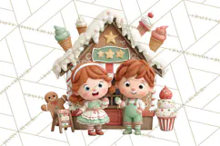 Gingerbread Village PNG Clipart, Candy Land Christmas Scene Product Image 4