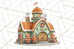 Gingerbread Village PNG Clipart, Candy Land Christmas Scene Product Image 2