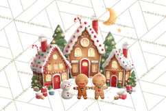 Gingerbread Village PNG Clipart, Candy Land Christmas Scene Product Image 2