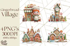 Gingerbread Village PNG Clipart, Candy Land Christmas Scene Product Image 1