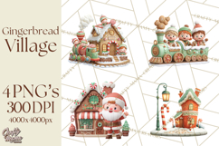 Gingerbread Village PNG Clipart, Candy Land Christmas Scene Product Image 1