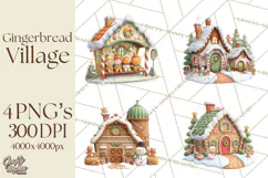 Gingerbread Village PNG Clipart, Candy Land Christmas Scene Product Image 1