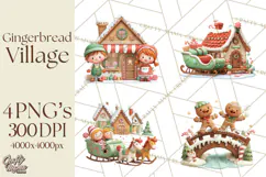 Gingerbread Village PNG Clipart, Candy Land Christmas Scene Product Image 1
