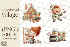 Gingerbread Village PNG Clipart, Candy Land Christmas Scene Product Image 1