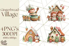 Gingerbread Village PNG Clipart, Candy Land Christmas Scene Product Image 1