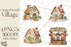 Gingerbread Village PNG Clipart, Candy Land Christmas Scene Product Image 1