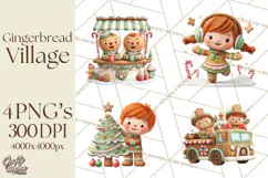 Gingerbread Village PNG Clipart, Candy Land Christmas Scene Product Image 1