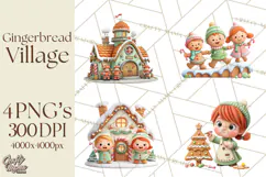 Gingerbread Village PNG Clipart, Candy Land Christmas Scene Product Image 1