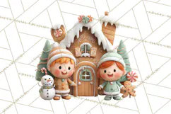 Gingerbread Village PNG Clipart, Candy Land Christmas Scene Product Image 5