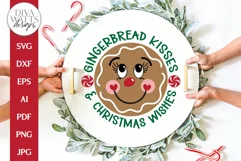 Gingerbread Kisses & Christmas Wishes SVG | Round Design Product Image 5