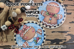 Gingerbread Couple Mod Podge Ornaments SVG and Printables Product Image 1