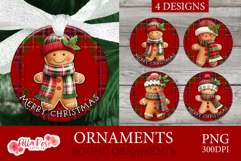 Plaid Gingerbread | Christmas | Round Christmas Ornament Product Image 1