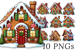 Cute Gingerbread House PNG Bundle 10 Designs Vol 2 Product Image 1
