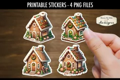Gingerbread Houses Printable Stickers | 4 PNG Stickers Product Image 2