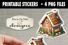 Gingerbread Houses Printable Stickers | 4 PNG Stickers Product Image 3